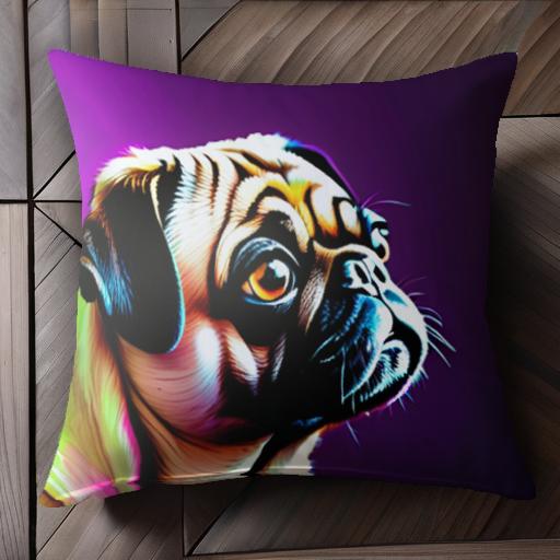 パグ クッションカバー 45×45cm アニマル柄 おしゃれ 可愛い クッション本体付き 正方形