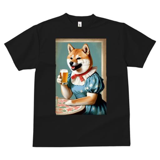 昭和レトロ パロディ 柴犬 Tシャツ 犬愛 ユニークデザインレディース 犬ファン 半袖 春夏 プリント カジュアル かわいい 人間用 ギフト 個性的 ビール 柴犬 ワンピース レトロ 花柄