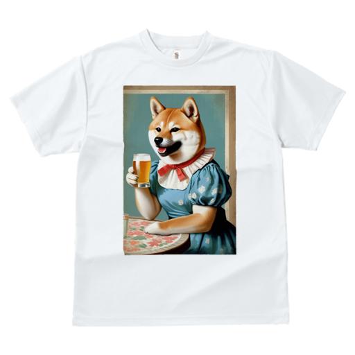 昭和レトロ パロディ 柴犬 Tシャツ 犬愛 ユニークデザインレディース 犬ファン 半袖 春夏 プリント カジュアル かわいい 人間用 ギフト 個性的 ビール 柴犬 ワンピース レトロ 花柄