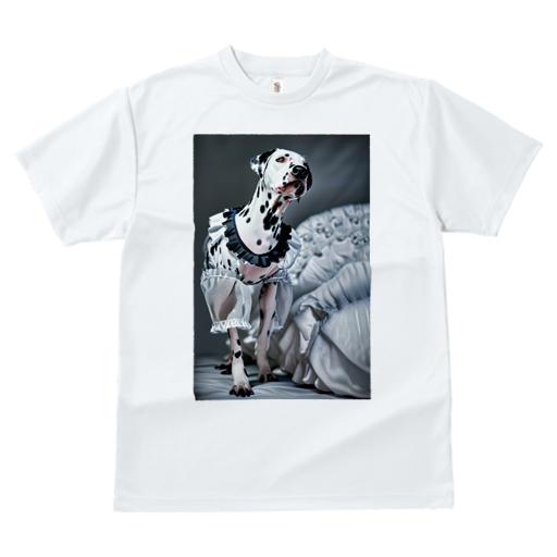 ダルメシアン Tシャツ 犬愛 ユニークデザインレディース 犬ファン 半袖 春夏 プリント カジュアル かわいい 人間用 ギフト 個性的 ドレス ダルメシアン フリル