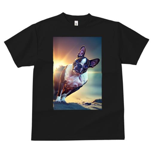 ボストンテリア Tシャツ 犬愛 ユニークデザインレディース 犬ファン 半袖 春夏 プリント カジュアル かわいい 人間用 ギフト 個性的 ビーチ ボストンテリア