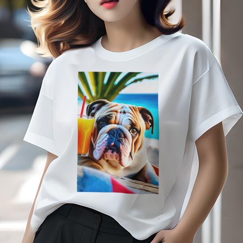 ブルドッグ Tシャツ 犬愛 ユニークデザインレディース 犬ファン 半袖 春夏 プリント カジュアル かわいい 人間用 ギフト 個性的 ジュース ブルドッグ 海 ビーチ ヤシの木 ブルドッグ Tシャツ 犬愛 ユニークデザインレディース 犬ファン 半袖 春夏 プリント カジュアル かわいい 人間用 ギフト 個性的 ジュース ブルドッグ 海 ビーチ ヤシの木