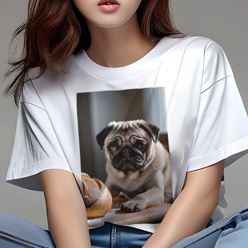 パグ Tシャツ 犬愛 ユニークデザインレディース 犬ファン 半袖 春夏 プリント カジュアル かわいい 人..