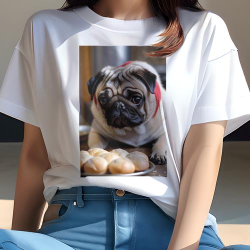 パグ Tシャツ 犬愛 ユニークデザインレディース 犬ファン 半袖 春夏 プリント カジュアル かわいい 人..