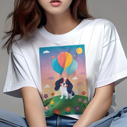 キャバリア Tシャツ 犬愛 ユニークデザインレディース 犬ファン 半袖 春夏 プリント カジュアル かわい..