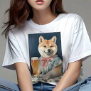 昭和レトロ パロディ 柴犬 Tシャツ 犬愛 ユニークデザインレディース 犬ファン 半袖 春夏 プリント カジュアル かわいい 人間用 ギフト 個性的 ビール 柴犬 リボン ワンピース