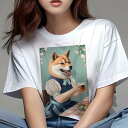 昭和レトロ パロディ 柴犬 Tシャツ 犬愛 ユニークデザインレディース 犬ファン 半袖 春夏 プリント カジュアル かわいい 人間用 ギフト 個性的 ビール 柴犬 レトロ ワンピース テーブルクロス