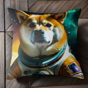 宇宙 柴犬 宇宙服 スペース クッションカバー 45×45cm アニマル柄 おしゃれ 可愛い クッション本体付き 正方形