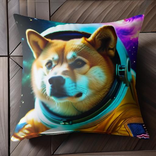 宇宙 柴犬 宇宙飛行士 星雲 アメリカ国旗 クッションカバー 45×45cm アニマル柄 おしゃれ 可愛い クッ..