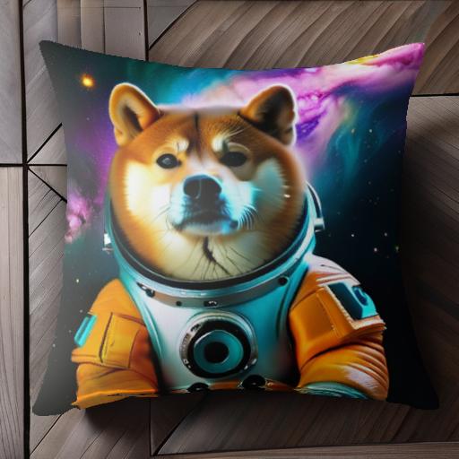 宇宙 柴犬 宇宙服 クッションカバー 45×45cm アニマル柄 おしゃれ 可愛い クッション本体付き 正方形
