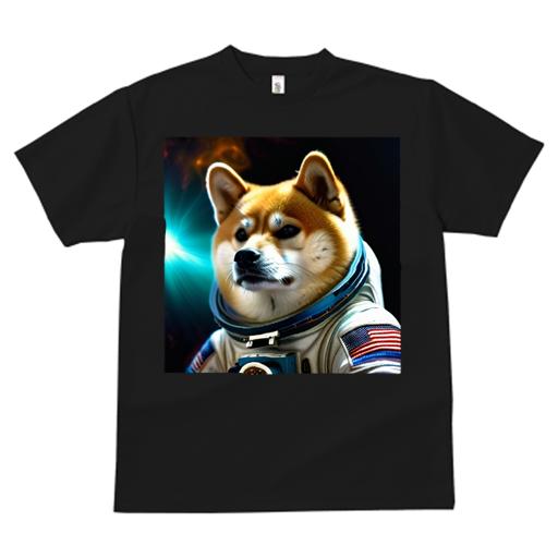 柴犬 Tシャツ 犬愛 ユニークデザインレディース 犬ファン 半袖 春夏 プリント カジュアル かわいい 人間用 ギフト 個性的 宇宙 柴犬 宇宙服 アメリカ国旗