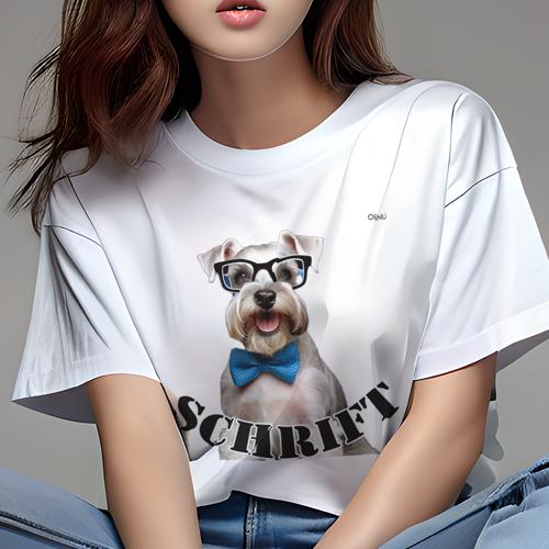 ミニチュアシュナウザー Tシャツ 犬愛 ユニークデザインレディース 犬ファン 半袖 春夏 プリント カジ..