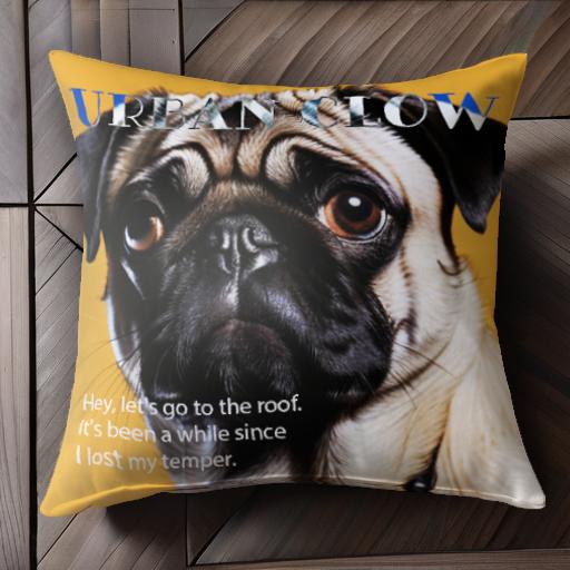 Tシャツ パグ ファッション カジュアル クッションカバー 45×45cm アニマル柄 おしゃれ 可愛い クッション本体付き 正方形