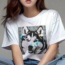 シベリアンハスキー Tシャツ 犬愛 ユニークデザインレディース 犬ファン 半袖 春夏 プリント カジュアル かわいい 人間用 ギフト 個性的 シベリアンハスキー(4)