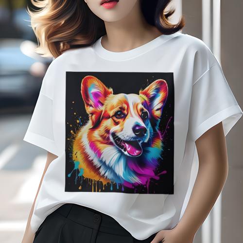 コーギー Tシャツ 犬愛 ユニークデザインレディース 犬ファン 半袖 春夏 プリント カジュアル かわいい..