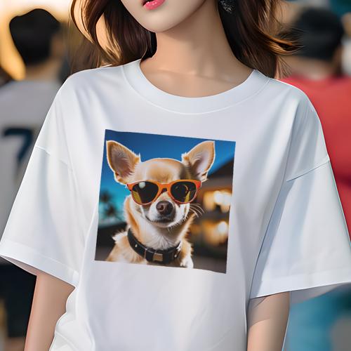 チワワ Tシャツ 犬愛 ユニークデザインレディース 犬ファン 半袖 春夏 プリント カジュアル かわいい ..