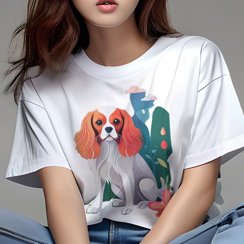 キャバリア Tシャツ 犬愛 ユニークデザインレディース 犬ファン 半袖 春夏 プリント カジュアル かわいい 人間用 ギフト 個性的 花 キャバリア 植物 雲 キャバリア Tシャツ 犬愛 ユニークデザインレディース 犬ファン 半袖 春夏 プリント カジュアル かわいい 人間用 ギフト 個性的 花 キャバリア 植物 雲
