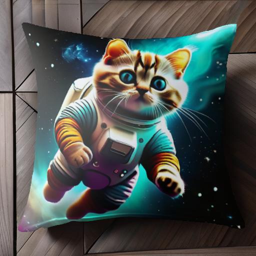 宇宙 スペース 宇宙飛行士 猫 クッションカバー 45×45cm アニマル柄 おしゃれ 可愛い クッション本体付き 正方形
