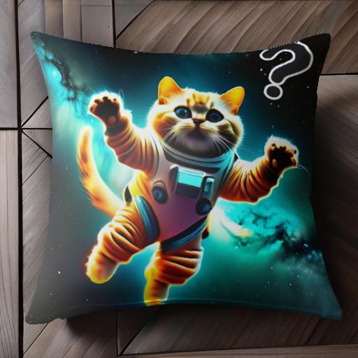 宇宙 猫 宇宙服 スペースキャット 疑問符 クッションカバー 45×45cm アニマル柄 おしゃれ 可愛い クッ..