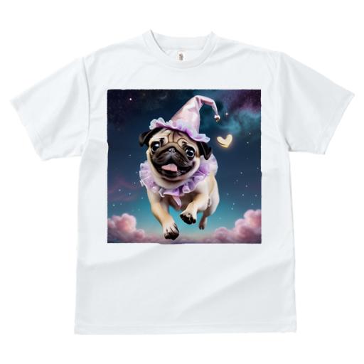 パグ Tシャツ 犬愛 ユニークデザインレディース 犬ファン 半袖 春夏 プリント カジュアル かわいい 人間用 ギフト 個性的 帽子 パグ ハート 星 雲