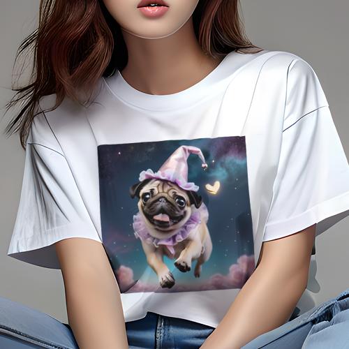 パグ Tシャツ 犬愛 ユニークデザインレディース 犬ファン 半袖 春夏 プリント カジュアル かわいい 人間用 ギフト 個性的 帽子 パグ ハート 星 雲 パグ Tシャツ 犬愛 ユニークデザインレディース 犬ファン 半袖 春夏 プリント カジュアル かわいい 人間用 ギフト 個性的 帽子 パグ ハート 星 雲
