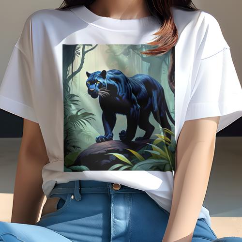 Tシャツ 犬愛 ユニークデザインレディース 犬ファン 半袖 春夏 プリント カジュアル かわいい 人間用 ギフト 個性的 ジャングル 黒ヒョウ 動物