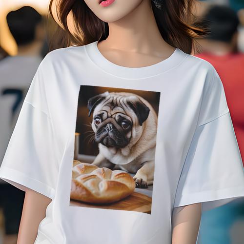 パグ Tシャツ 犬愛 ユニークデザインレディース 犬ファン 半袖 春夏 プリント カジュアル かわいい 人..