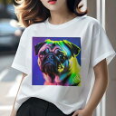 パグ Tシャツ 犬愛 ユニークデザインレディース 犬ファン 半袖 春夏 プリント カジュアル かわいい 人間用 ギフト 個性的 パグ(4)