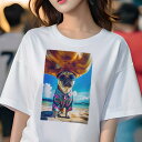 パグ Tシャツ 犬愛 ユニークデザインレディース 犬ファン 半袖 春夏 プリント カジュアル かわいい 人間用 ギフト 個性的 ビーチ パグ 夏 海 休暇
