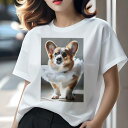 コーギー Tシャツ 犬愛 ユニークデザインレディース 犬ファン 半袖 春夏 プリント カジュアル かわいい 人間用 ギフト 個性的 フリル コーギー 首輪(4)