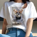 コーギー Tシャツ 犬愛 ユニークデザインレディース 犬ファン 半袖 春夏 プリント カジュアル かわいい 人間用 ギフト 個性的 メイド服 コーギー リボン(4)