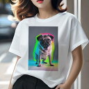 パグ Tシャツ 犬愛 ユニークデザインレディース 犬ファン 半袖 春夏 プリント カジュアル かわいい 人間用 ギフト 個性的 パグ(4)