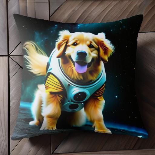 宇宙 ゴールデンレトリバー スペース 宇宙服 星 クッションカバー 45×45cm アニマル柄 おしゃれ 可愛い クッション本体付き 正方形