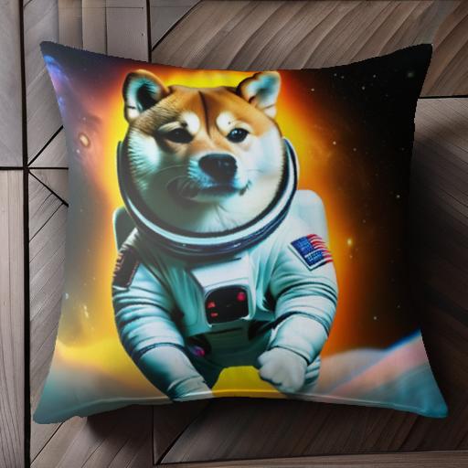 宇宙 柴犬 宇宙服 星 クッションカバー 45×45cm アニマル柄 おしゃれ 可愛い クッション本体付き 正方形