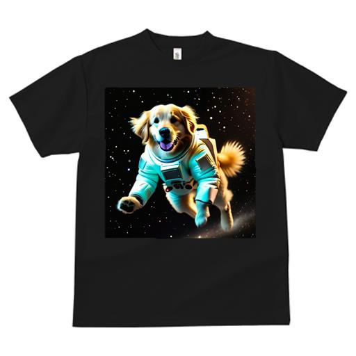 ゴールデンレトリバー Tシャツ 犬愛 ユニークデザインレディース 犬ファン 半袖 春夏 プリント カジュアル かわいい 人間用 ギフト 個性的 宇宙 ゴールデンレトリバー 宇宙服