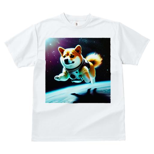 柴犬 Tシャツ 犬愛 ユニークデザインレディース 犬ファン 半袖 春夏 プリント カジュアル かわいい 人間用 ギフト 個性的 宇宙 柴犬 スペース 宇宙服 地球