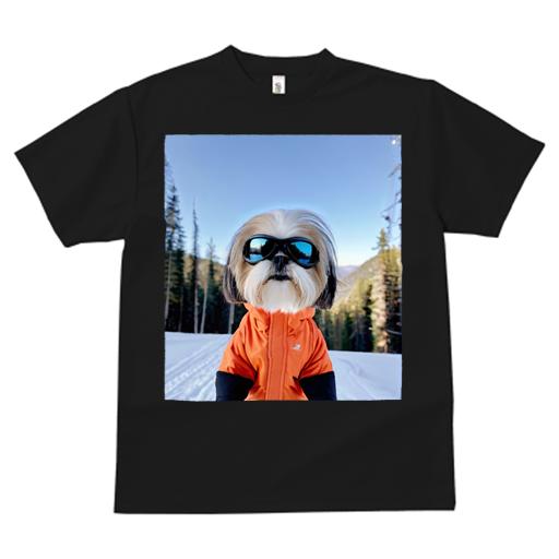 シーズー Tシャツ 犬愛 ユニークデザインメンズ キッズ 犬ファン 半袖 春夏 プリント カジュアル かわいい 人間用 ギフト 個性的 スキー シーズー 冬 雪 山
