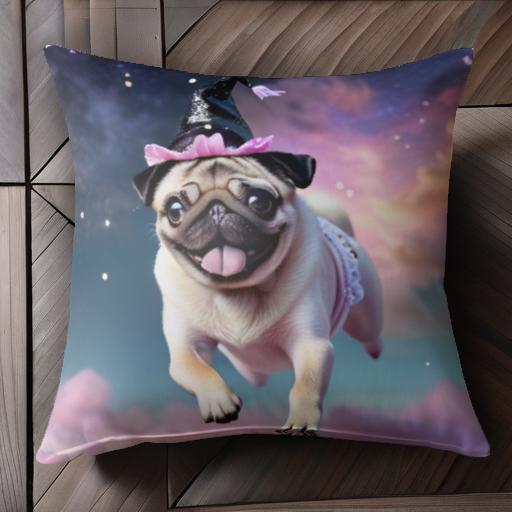 帽子 パグ ハロウィン コスチューム かわいい クッションカバー 45×45cm アニマル柄 おしゃれ 可愛い クッション本体付き 正方形
