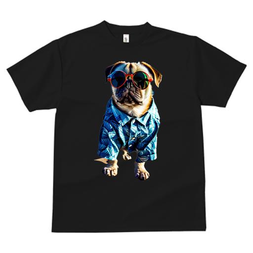パグ Tシャツ 犬愛 ユニークデザインレディース 犬ファン 半袖 春夏 プリント カジュアル かわいい 人間用 ギフト 個性的 アロハシャツ パグ サングラス