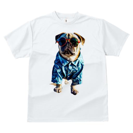パグ Tシャツ 犬愛 ユニークデザインレディース 犬ファン 半袖 春夏 プリント カジュアル かわいい 人間用 ギフト 個性的 アロハシャツ パグ サングラス