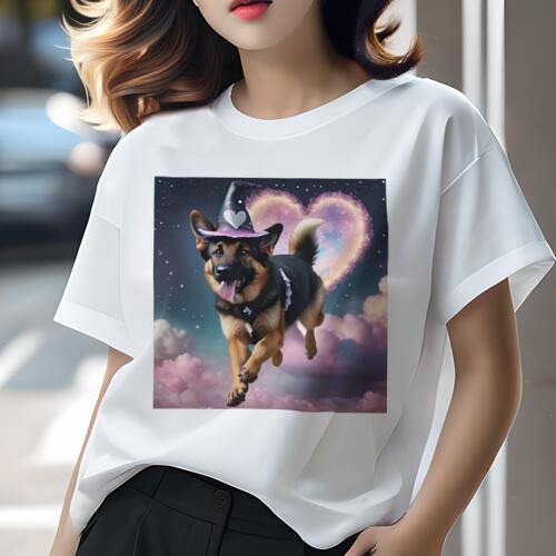 ジャーマンシェパード Tシャツ 犬愛 ユニークデザインレディース 犬ファン 半袖 春夏 プリント カジュアル かわいい 人間用 ギフト 個性的 ハート ジャーマンシェパード 魔法使い帽子 星 ジャーマンシェパード Tシャツ 犬愛 ユニークデザインレディース 犬ファン 半袖 春夏 プリント カジュアル かわいい 人間用 ギフト 個性的 ハート ジャーマンシェパード 魔法使い帽子 星