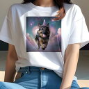 ジャーマンシェパード Tシャツ 犬愛 ユニークデザインレディース 犬ファン 半袖 春夏 プリント カジュアル かわいい 人間用 ギフト 個性的 星空 ジャーマンシェパード 雲 帽子(4)