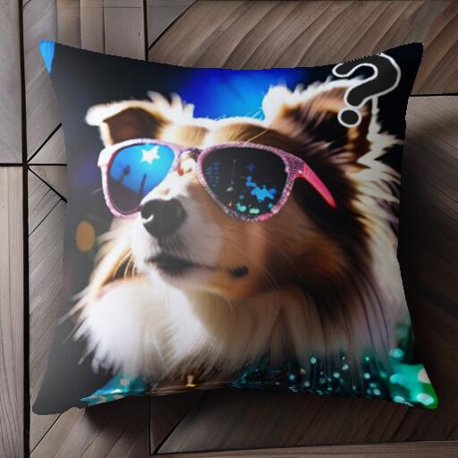 サングラス シェットランドシープドッグ キラキラ クッションカバー 45×45cm アニマル柄 おしゃれ 可愛..