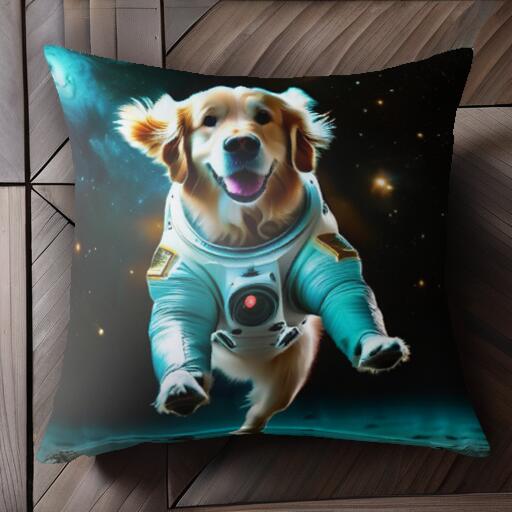 宇宙 ゴールデンレトリバー 宇宙飛行士 スペース 星 クッションカバー 45×45cm アニマル柄 おしゃれ 可..