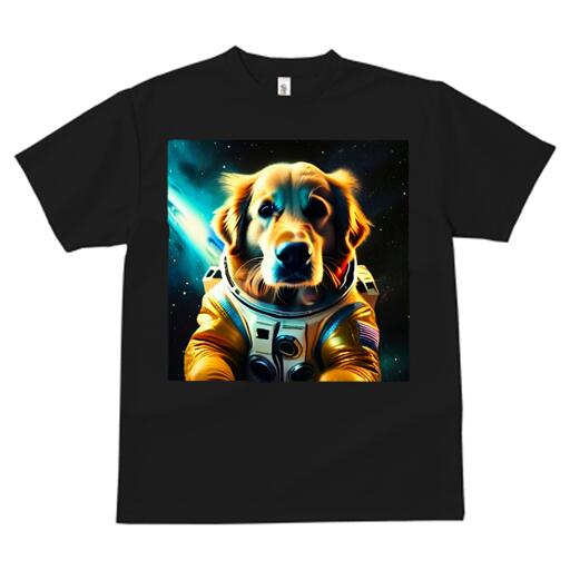 楽天フロントップ楽天市場店ゴールデンレトリバー Tシャツ 犬愛 ユニークデザインメンズ キッズ 犬ファン 半袖 春夏 プリント カジュアル かわいい 人間用 ギフト 個性的 宇宙 ゴールデンレトリバー 宇宙服 星