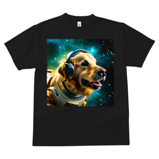 楽天フロントップ楽天市場店ゴールデンレトリバー Tシャツ 犬愛 ユニークデザインメンズ キッズ 犬ファン 半袖 春夏 プリント カジュアル かわいい 人間用 ギフト 個性的 宇宙 ゴールデンレトリバー ヘッドホン 宇宙服 スペース