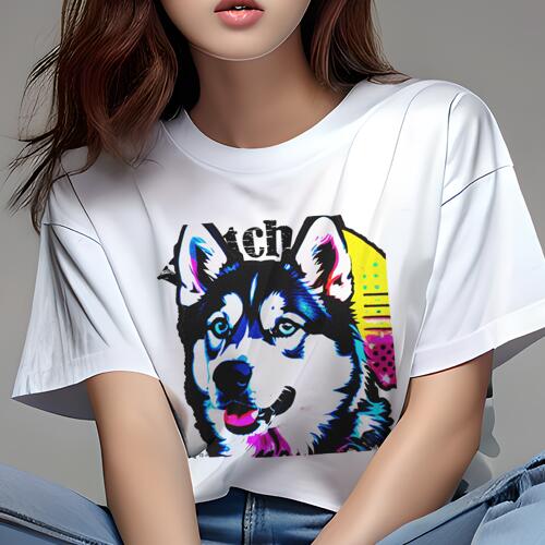 シベリアンハスキー Tシャツ 犬愛 ユニークデザインレディース 犬ファン 半袖 春夏 プリント カジュアル かわいい 人間用 ギフト 個性的 シベリアンハスキー