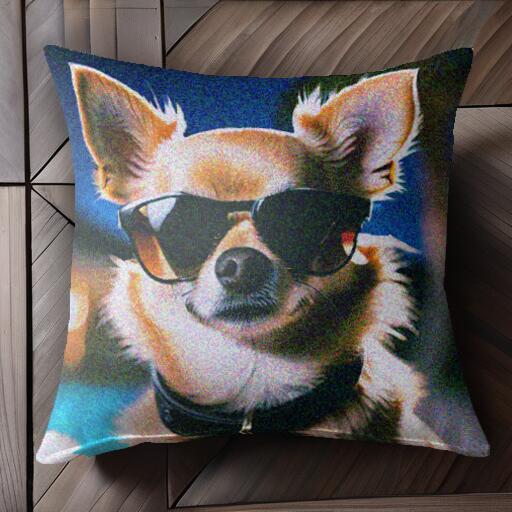 サングラス チワワ クッションカバー 45×45cm アニマル柄 おしゃれ 可愛い クッション本体付き 正方形