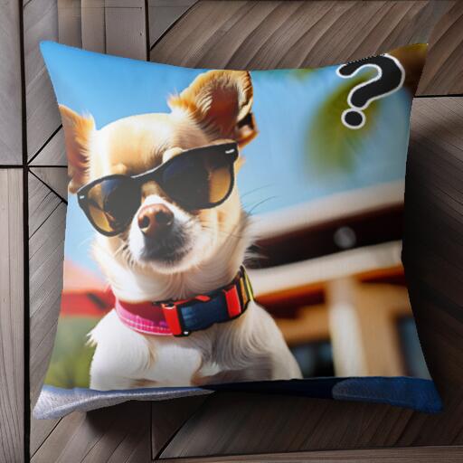 サングラス チワワ 夏 リゾート クッションカバー 45×45cm アニマル柄 おしゃれ 可愛い クッション本体付き 正方形