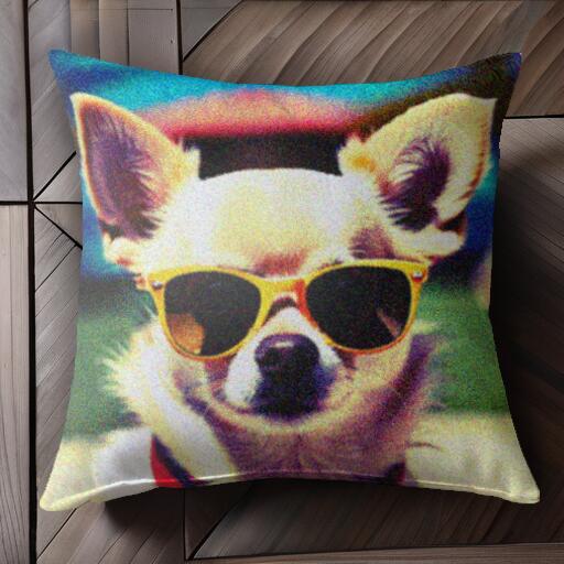 サングラス チワワ クッションカバー 45×45cm アニマル柄 おしゃれ 可愛い クッション本体付き 正方形